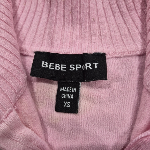 Bebe Sport Logo Light Pink/Taupe Turtle Neck Sweater - XS/Petites. - Picture 4 of 6